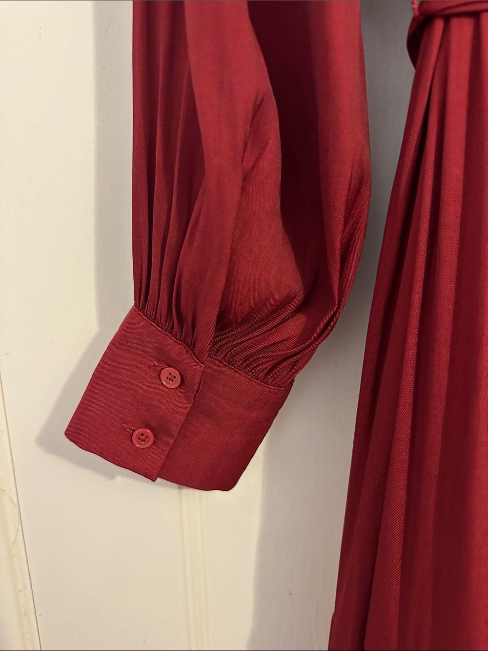 Banana Republic Deep Wine Long Sleeve Maxi Dress with Waist Tie - Picture 5 of 6